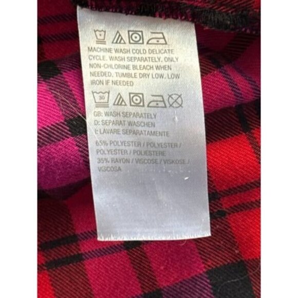 Plaid Button-Down Shirt By Studio Park Size 2X Red & Pink Checkered Pattern - Picture 3 of 4